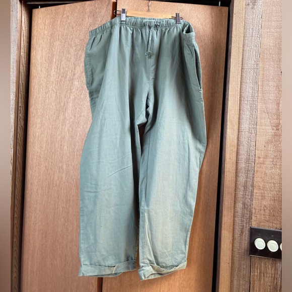 known supply Pants - Known Supply (Size 3XL) Blaine Linen Cotton Pant Army Green Pockets